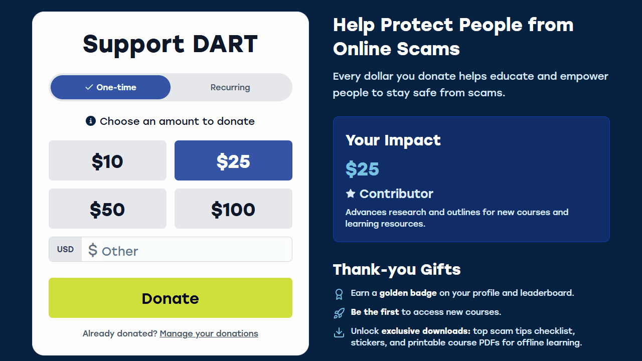 Demo of the donation management system for the DART Academy platform, showing seamless integration with payment gateways and real-time tracking.