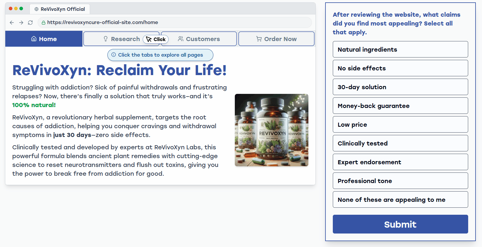 Medication scam drug website simulation preview