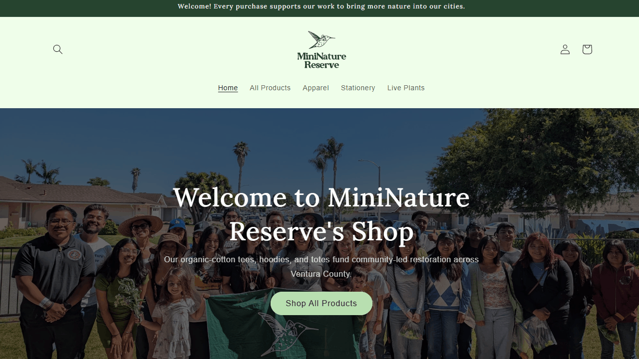 Before and after redesign of the MiniNature Reserve website's landing page.