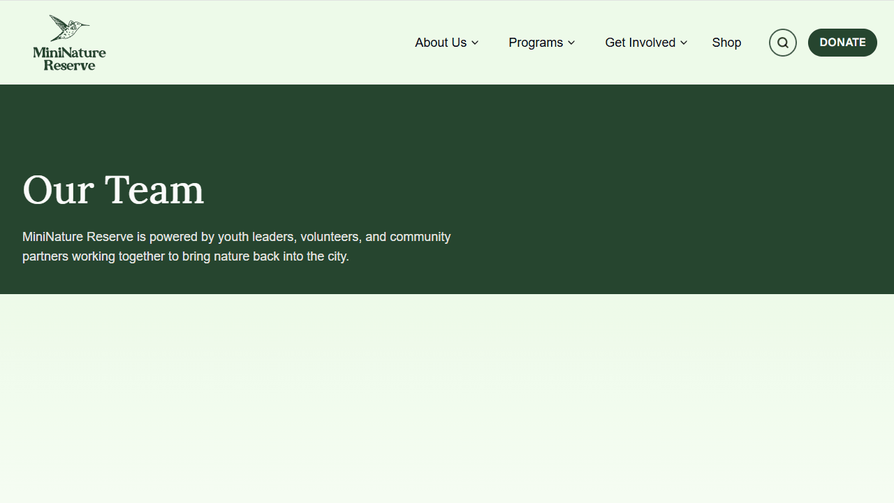 Demo of the team management feature on the MiniNature Reserve website.